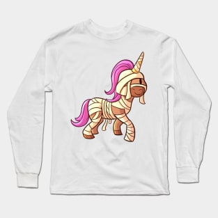 Cute Halloween Unicorn in Mummy Costume Long Sleeve T-Shirt